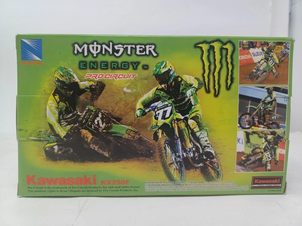 New Ray Monster energy Kawasaki KX 250F 2008 1:12 Diecast  - Image 4 of 4
