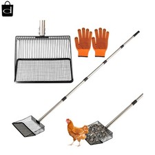 Cat Litter Scoop, Stainless Steel Long Handle Chicken Coop Poop Scooper, Comfort