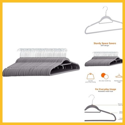 Amazon Basics Space Saving Heavy Duty Non-Slip Velvet Suit Hangers with Horizont