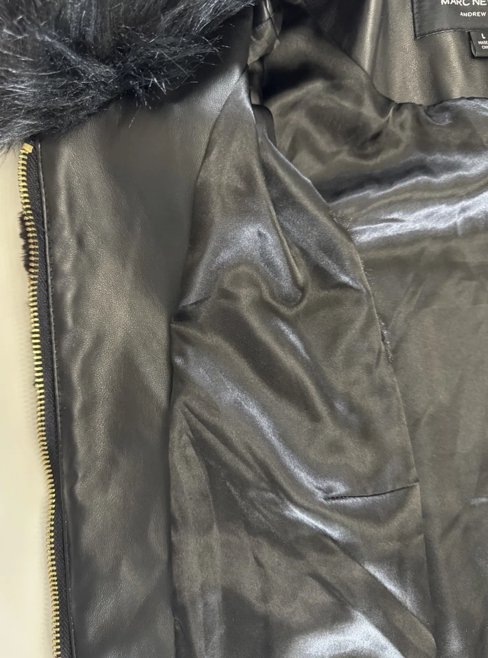 Chaleco Marc New York Negro Imitación Piel Mujer Talla L Cremallera Forrado Bolsillos Cuello en V Foto 4 de 4