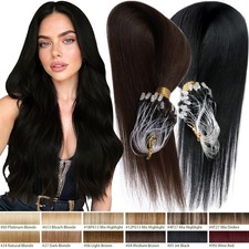 Microlink Human Hair Extensions 1G/S THICK Micro Loop Ring Beads Real Remy Hair