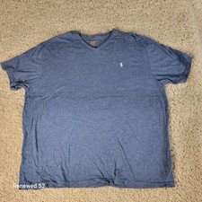 Polo Ralph Lauren Men's Blue V Neck T Shirt Size XXL Cotton Pony Logo