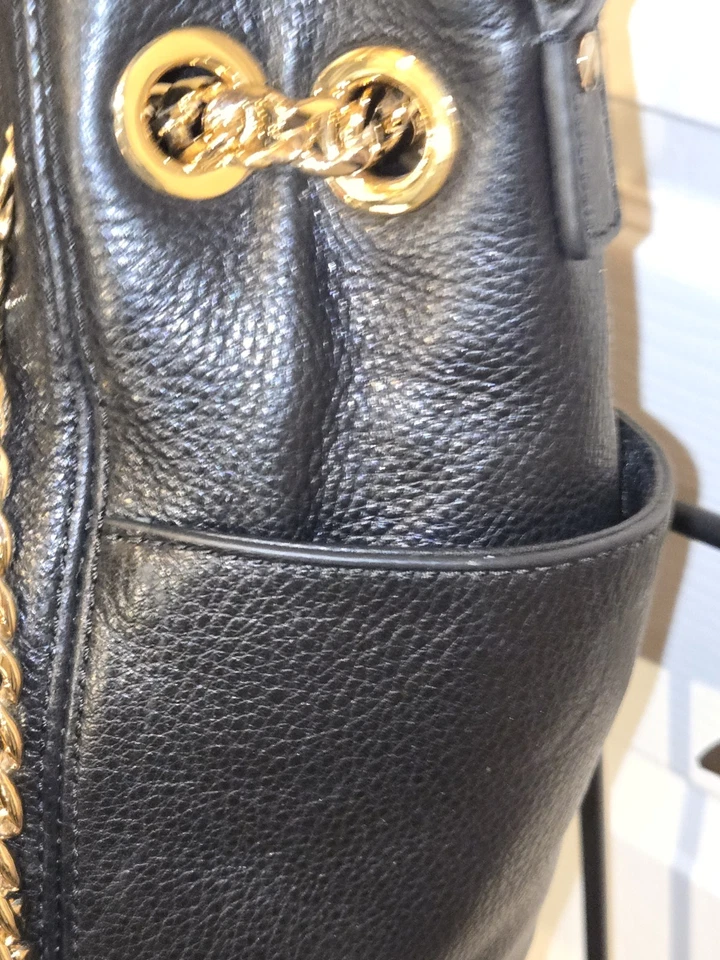 Bolso de hombro grande Michael Kors 'JetSet' cadena dorada 35T6GTCT3L cuero negro Foto 4 de 4