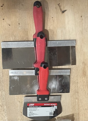 #ad 2 MARSHALLTOWN TAPING KNIFES 12” 10” amp; 1 WAL BOARD TOOLS DRYWALL BUCKET KNIFE. $40.00