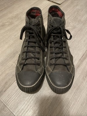 PF Flyers W/ Red/Black Plaid Lining Mens Size 12 Hi Top Sneakers