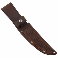 Basketweave Brown Leather Straight Fixed Blade Knife Sheath 5.5" Blade