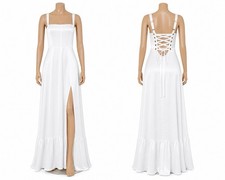 Show Me Your Mumu Clarissa Corset Dress Womens Large Ivory Luxe Satin Self Lined