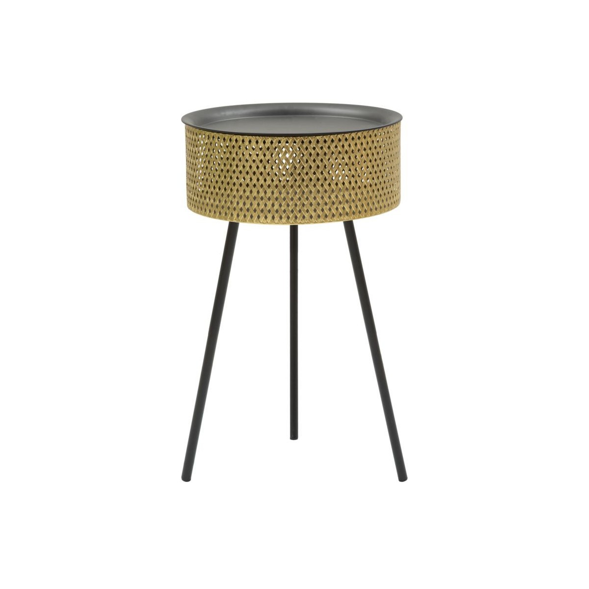 Table d'appoint Glovy or et noir pour optimiser le rangement de votre salon