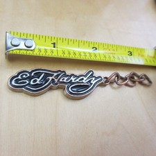 2" metal medal Ed Hardy Purse chain keychain tag with 5 copper color loop attach