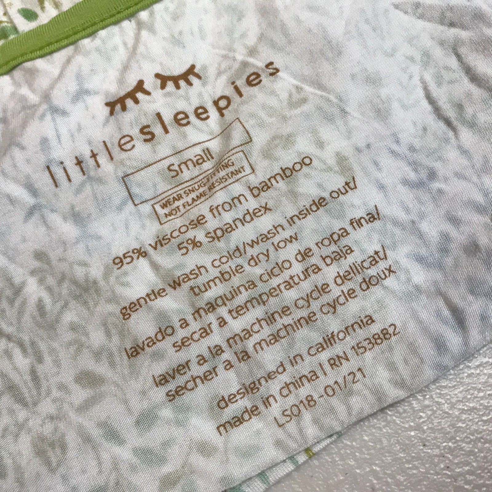 NEW Little Sleepies Women's Green Print Bamboo Nightgown Sleep Shirt Size S