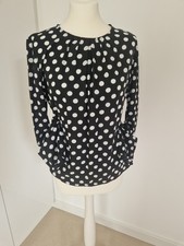 Hallhuber  Bluse, Tunika, Business-Bluse, schwarz-weiß Punkte, Gr. 38 (M), TOP