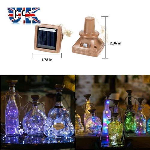 5pcs Solar Powered Bottle Lights 20 LED Cork Lights Wine Bottles Square Shaped - Picture 15 of 16