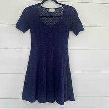 Urban Outfitters Women’s Small Pins & Needles Navy Blue Lace Skater Dress
