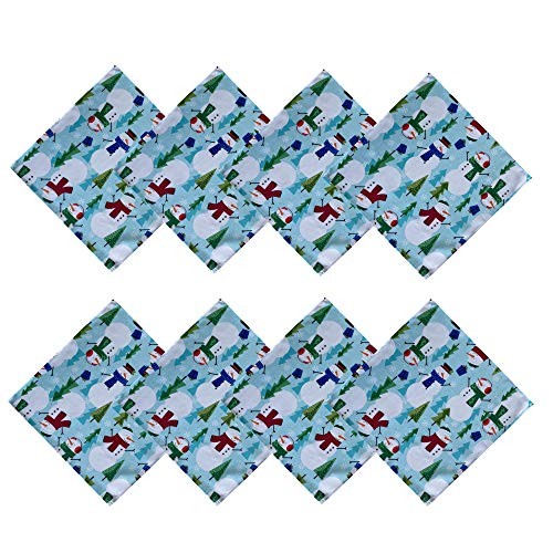 Blue Snowman Fun Christmas Fabric Napkins, Cheerful 17" x 17" (Set of 8) - Picture 2 of 5