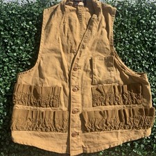 Vintage 70s kids JC Higgins Tan cotton Canvas  Hunting  Vest