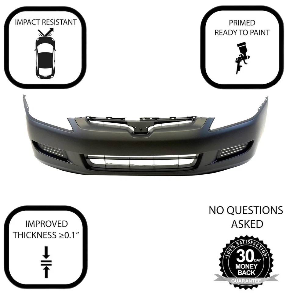 Tampa de para-choque dianteiro com primer para 2003-2005 Honda Accord Coupe EX LX SE - Imagem 3 de 4