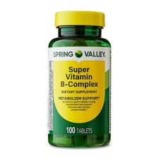 Spring Valley Super Vitamin B-Complex Dietary Supplement, 100 Count, Tablets ...