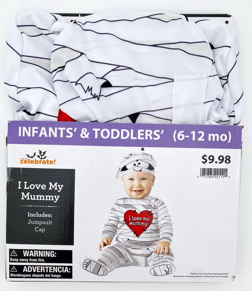 NUEVO Disfraz Celebrate I LOVE MY MUMMY Fiesta Halloween Talla 6-12 Mo Foto 2 de 2
