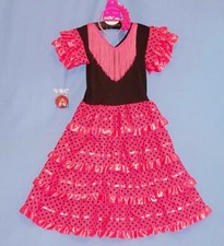 Spanish Flamenco dress girl 10-Flower hairband-castanet-Cinco de Mayo-Dance LOT