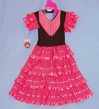 Spanish Flamenco dress girl 10-Flower hairband-castanet-Cinco de Mayo-Dance LOT 