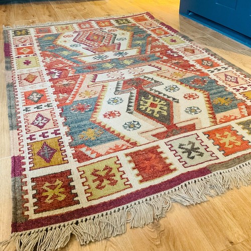 Brauner Kissenbezug Natur Geometrisch Kilim PET Garnkissen 50 cm x 50 cm - Bild 15 von 16