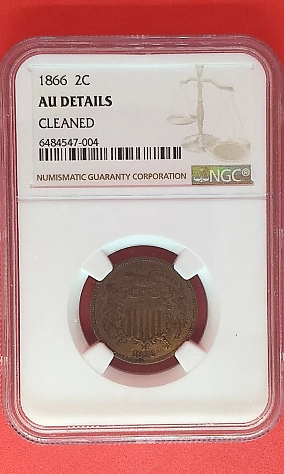 1866 Two-Cent Piece – NGC AU Details – Historic U.S. Copper Coin – “In God(1-04) - Image 2 of 2