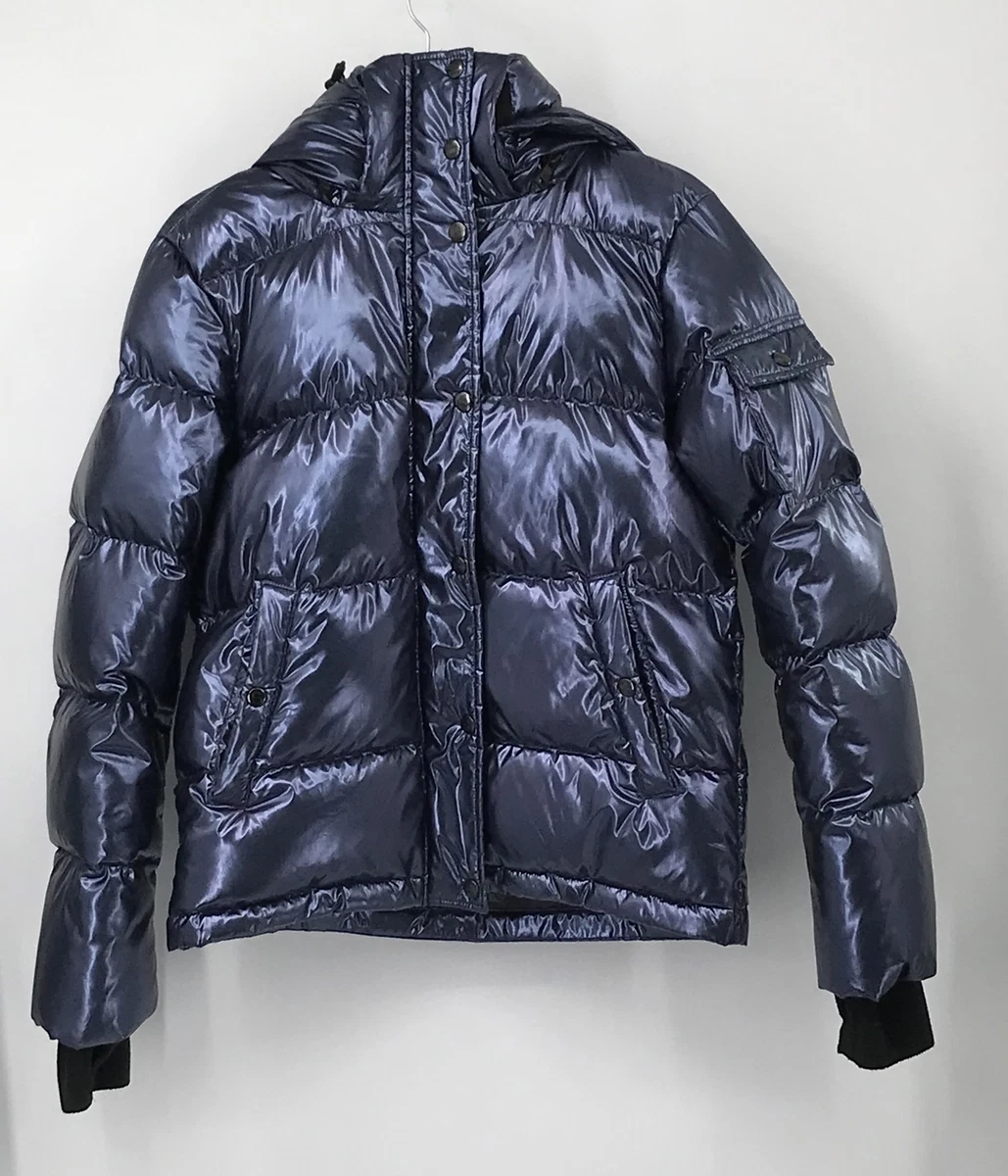 Blue metallic shop puffer jacket