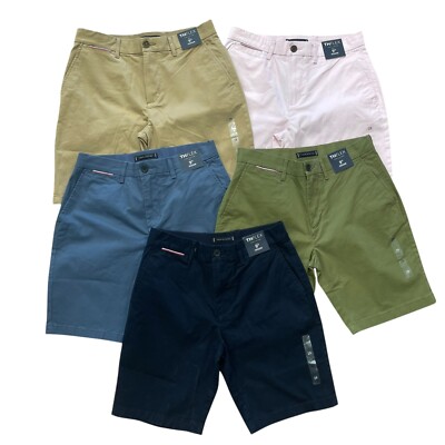 Tommy Hilfiger Mens Regular Fit 9'' Flex Waist Solid Comfort Stretch Chino Shorts