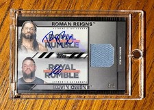 2021 WWE TOPPS UNDISPUTED ROMAN REIGNS / KEVIN OWENS DUAL AUTOGRAPH MAT BLACK /5