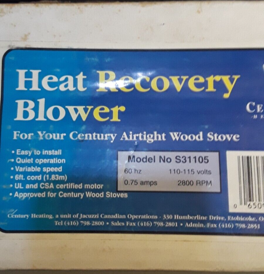 WOOD STOVE BLOWER FAN KIT CENTURY Model S31105 | eBay