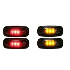 4x LED Fender Side Marker Lights Yellow Red Smoked Lens Universal Replace Parts