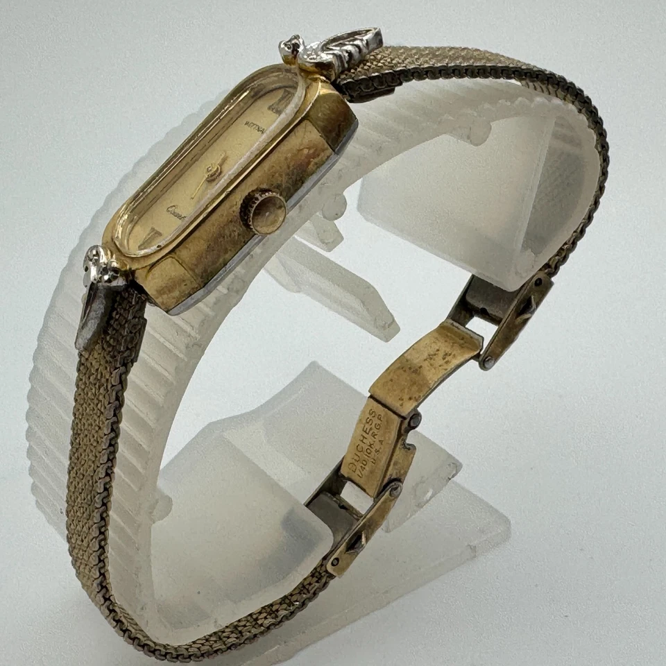 Reloj de cuarzo suizo Wittenauer de colección para mujer tono dorado diamantes reales ~ para reparación de piezas Foto 4 de 4