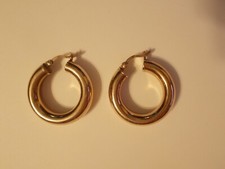 Gold Tone over .925 Sterling Silver Pierced Hoop Earrings