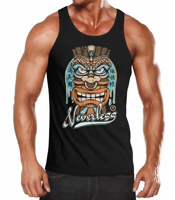 Herren Tank-Top Tiki Maske Totem Figur Hawaii  Muskelshirt Muscle Shirt