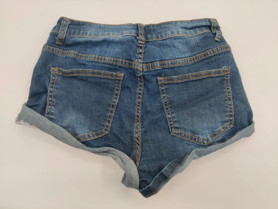 Nicki Minaj Blue denim Shorts,Distressed mid rise, Women’s size 5/6 - Image 2 of 4