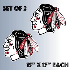 Chicago Blackhawks Crawford MaskChic Vinyl Sticker Decal Cornhole Set of 2 17"