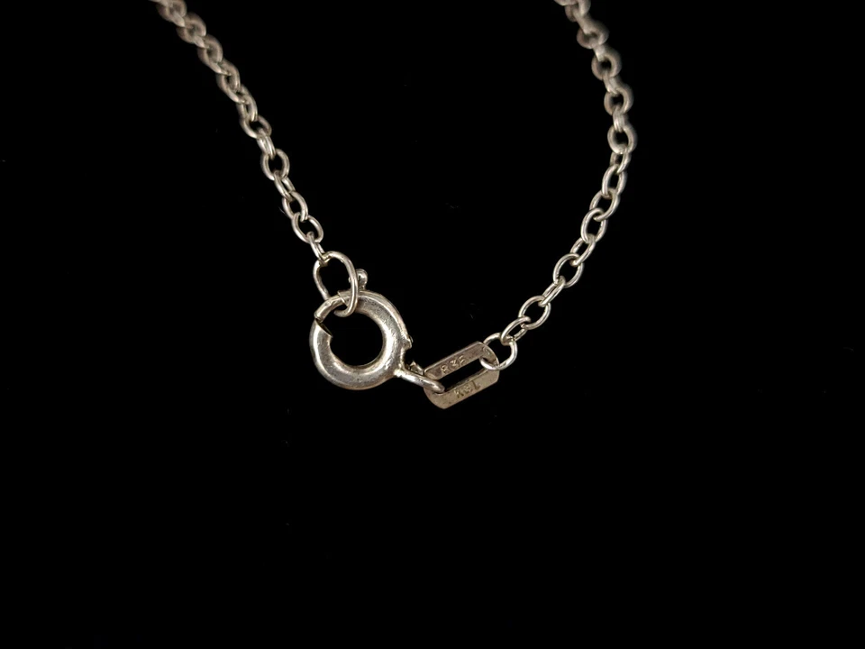 Vintage Medio Secolo Argento Sterling Cuore Marcasite B&k Collana con Ciondolo - Immagine 4 di 4