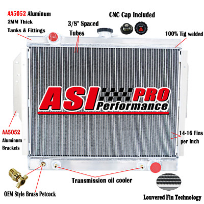4 Row Aluminum Radiator For 1979-93 Dodge D/W 100 200 250 350 Ramcharger V8 AT