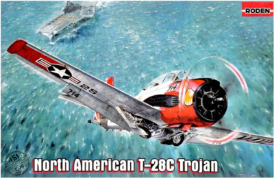 North American T-28C Trojan - model airplane kit 210 mm scale 1/48 Roden 451