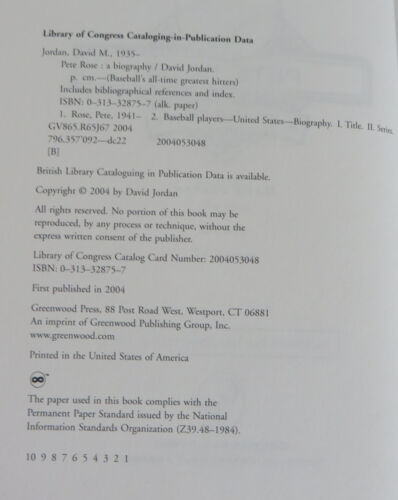 Pete Rose Biography Baseball's All-Time Greatest Hitter by David Jordan ex-lib - Picture 2 of 3