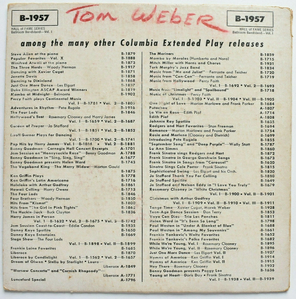 COLUMBIA HALL OF FAME VOL.1 BALLROOM BAND 7" EP RECORD GENE KRUPA HARRY JAMES - Image 4 of 4