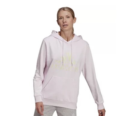 Adidas Women's Pink 100% Cotton Sport Pullover Hoodie