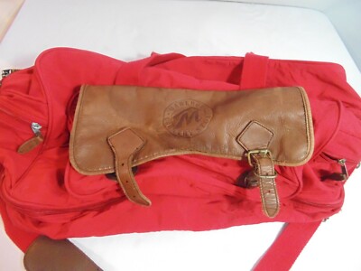 Marlboro Country Store Nylon Leather Duffle Bag Red Weekend Overnight
