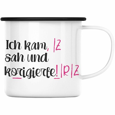 Trendation - Lehrerin Geschenk Emaille Tasse Spruch Grundschule Geschke Lustig f