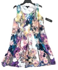 Sleeveless Shift Dress Colorful Graphic Floral Pockets 8 Medium M Ivy & Blu NEW