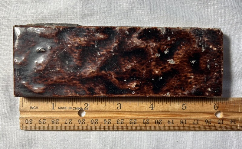 Antique Burgundy Minton Hollis Victorian Textured Hearth Tile 6x2, Signed