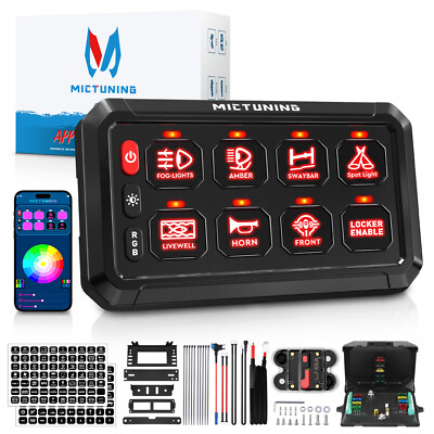 MICTUNING Multifunction 8 Gang Switch Panel - App Control RGB Toggle Switch Pod