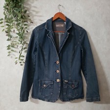 Vtg Levi Strauss Womens Medium Jacket Blazer Stretch Denim Jean Brass Button