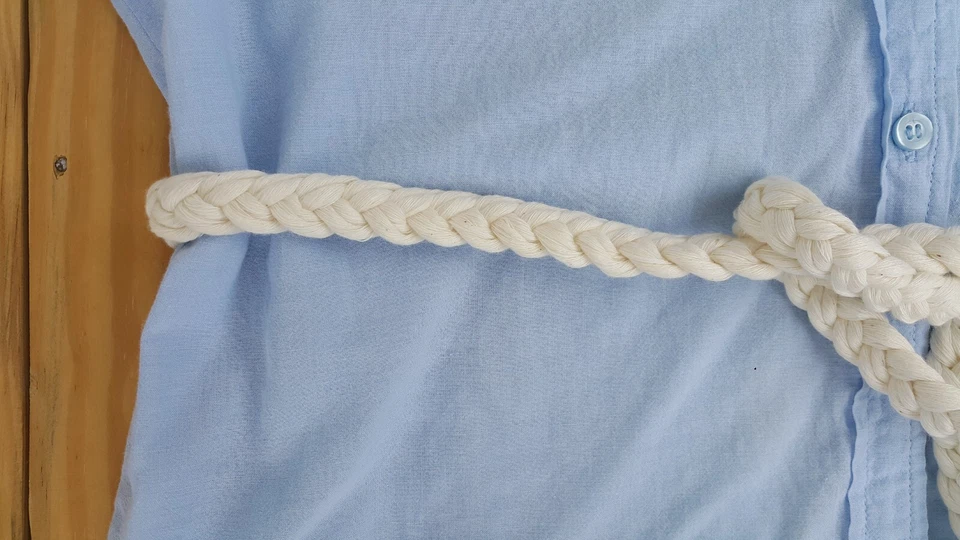 Cinturón Trenzado Crema, Ajustable Macramé Borla Cuerda Cintura Accesorio Cinturones Boho Foto 4 de 4