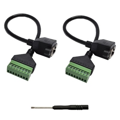 2PCS 1.6ft/0.5m RJ45 Female Plug to 8 Pin Screw Terminal Connector for Cat7 C...